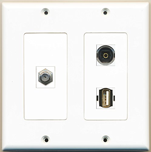 RiteAV - 1 Port Coax Cable TV- F-Type 1 Port USB A-A 1 Port Toslink - 2 Gang Wall Plate