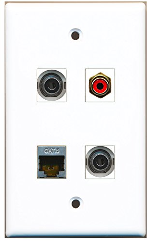 RiteAV - 1 Port RCA Red 1 Port Shielded Cat6 Ethernet 2 Port 3.5mm Wall Plate