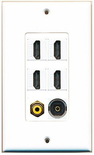 RiteAV - 4 Port HDMI 1 RCA Yellow 1 Toslink Wall Plate Decorative