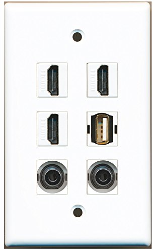RiteAV - 3 HDMI 1 Port USB A-A 2 Port 3.5mm Wall Plate
