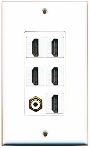 RiteAV - 5 Port HDMI 1 RCA White Wall Plate Decorative