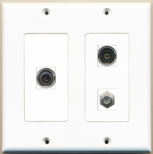 RiteAV - 1 Port Coax Cable TV- F-Type 1 Port Toslink 1 Port 3.5mm - 2 Gang Wall Plate