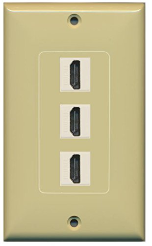 RiteAV (1 Gang Decorative) 3 HDMI Ivory Wall Plate Ivory