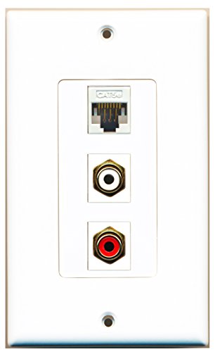 RiteAV - 1 Port RCA Red and 1 Port RCA White and 1 Port Cat5e Ethernet White Decorative Wall Plate Decorative