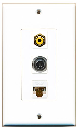 RiteAV - 1 Port RCA Yellow and 1 Port 3.5mm and 1 Port Cat6 Ethernet White Decorative Wall Plate Decorative