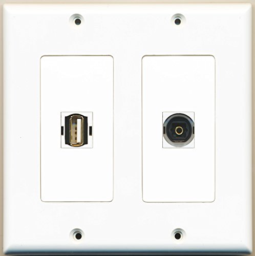 RiteAV - 1 Port USB A-A 1 Port Toslink - Dual Gang Wall Plate