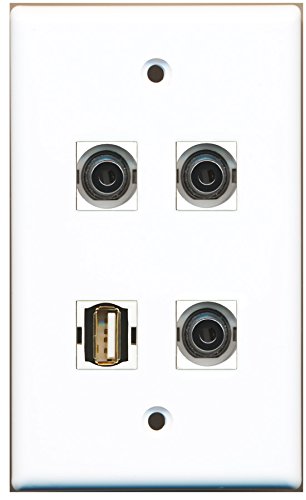 RiteAV - 1 Port USB A-A 3 Port 3.5mm Wall Plate