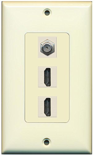 RiteAV - 2 Port HDMI 1 Coax Cable TV- F-Type Decorative Wall Plate - Light Almond/Light Almond