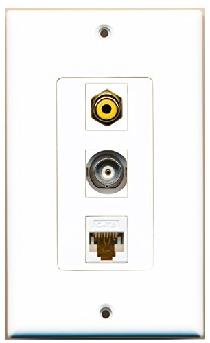RiteAV - 1 Port RCA Yellow and 1 Port BNC and 1 Port Cat6 Ethernet White Decorative Wall Plate Decorative
