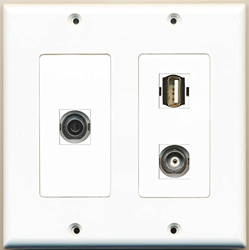 RiteAV - 1 Port USB A-A 1 Port 3.5mm 1 Port BNC - 2 Gang Wall Plate