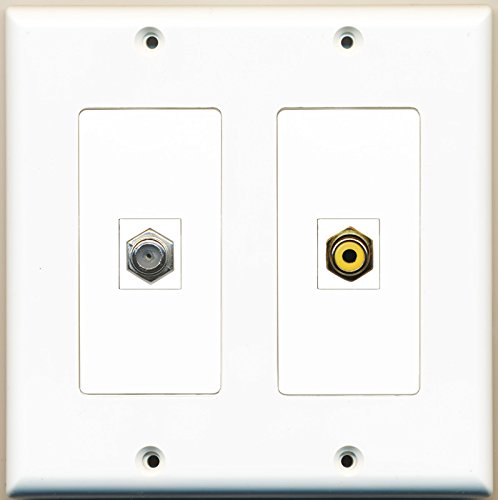 RiteAV - 1 Port RCA Yellow 1 Port Coax Cable TV- F-Type - Dual Gang Wall Plate