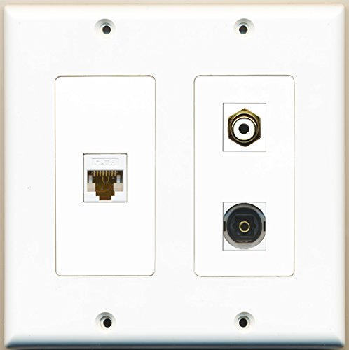 RiteAV - 1 Port RCA White 1 Port Toslink 1 Port Cat6 Ethernet White - 2 Gang Wall Plate