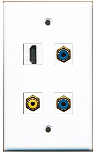 RiteAV - 1 Port HDMI 1 Port RCA Yellow 2 Port RCA Blue Wall Plate