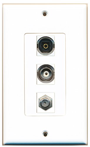 RiteAV - 1 Port Coax Cable TV- F-Type and 1 Port Toslink and 1 Port BNC Decorative Wall Plate Decorative