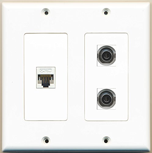 RiteAV - 2 Port 3.5mm 1 Port Cat5e Ethernet White - 2 Gang Wall Plate