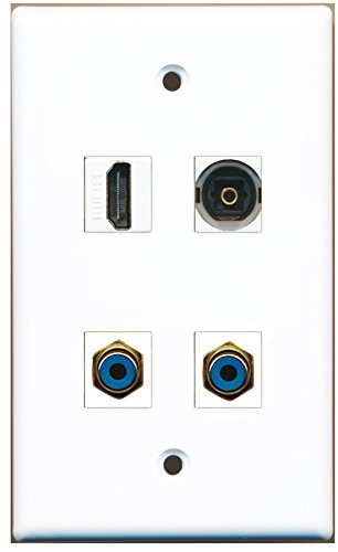 RiteAV - 1 Port HDMI 2 Port RCA Blue 1 Port Toslink Wall Plate