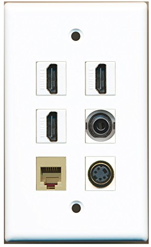 RiteAV - 3 HDMI 1 Port Phone RJ11 RJ12 Beige 1 Port S-Video 1 Port 3.5mm Wall Plate
