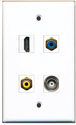 RiteAV - 1 Port HDMI 1 Port RCA Yellow 1 Port RCA Blue 1 Port BNC Wall Plate