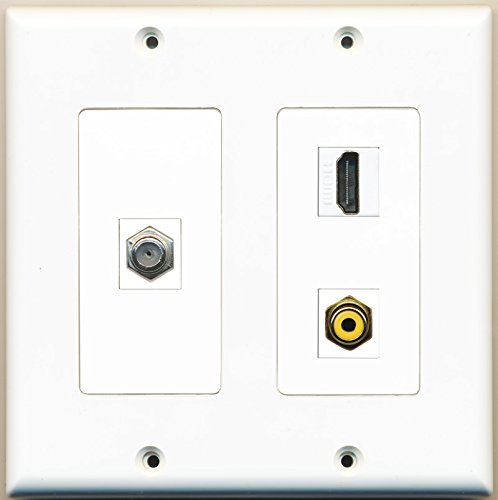 RiteAV - 1 Port HDMI 1 Port RCA Yellow 1 Port Coax Cable TV- F-Type - 2 Gang Wall Plate