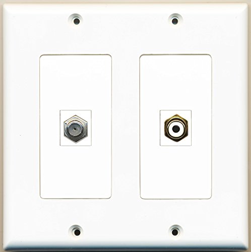 RiteAV - 1 Port RCA White 1 Port Coax Cable TV- F-Type - Dual Gang Wall Plate