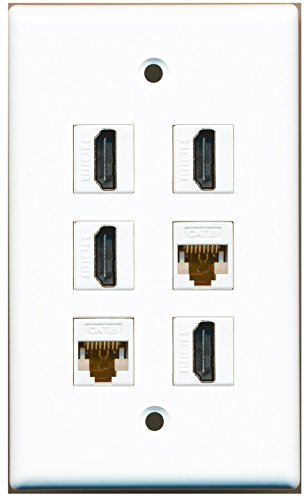 RiteAV - 4 HDMI 2 Port Cat6 Ethernet White Wall Plate