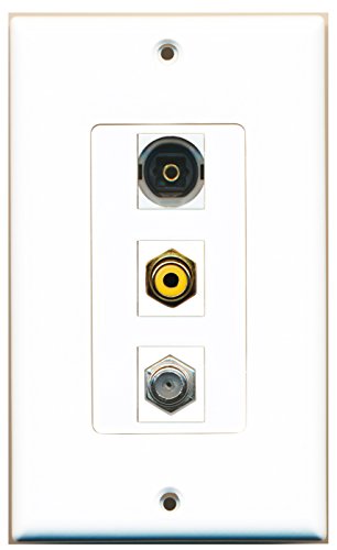 RiteAV - 1 Port RCA Yellow and 1 Port Coax Cable TV- F-Type and 1 Port Toslink Decorative Wall Plate Decorative