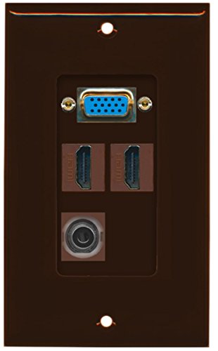 RiteAV - 1 x SVGA 2 x HDMI and 1 x 3.5mm Audio Port Wall Plate - Brown