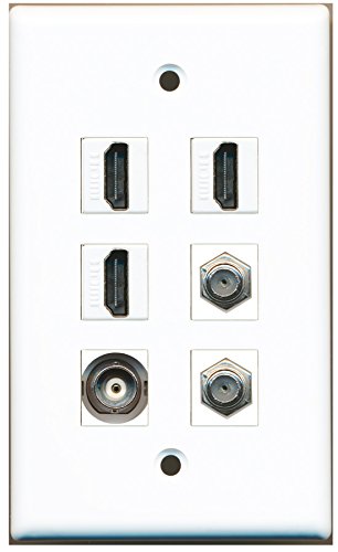 RiteAV - 3 HDMI 2 Port Coax Cable TV- F-Type 1 Port BNC Wall Plate