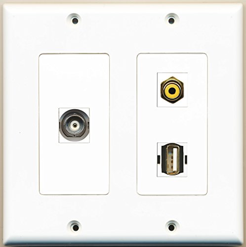 RiteAV - 1 Port RCA Yellow 1 Port USB A-A 1 Port BNC - 2 Gang Wall Plate