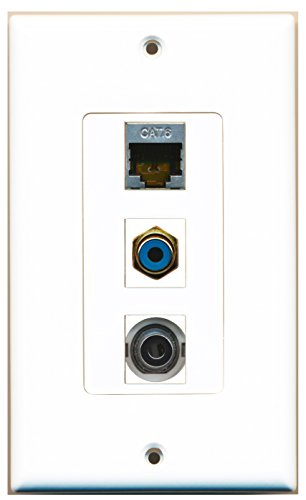 RiteAV - 1 Port RCA Blue and 1 Port Shielded Cat6 Ethernet and 1 Port 3.5mm Decorative Wall Plate Decorative