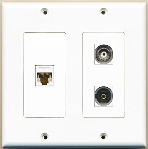 RiteAV - 1 Port Toslink 1 Port BNC 1 Port Cat6 Ethernet White - 2 Gang Wall Plate