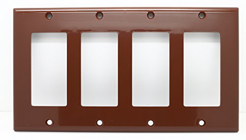RiteAV Blank Wall Plate for Keystone Jacks - Light Almond 4 Gang Decorative