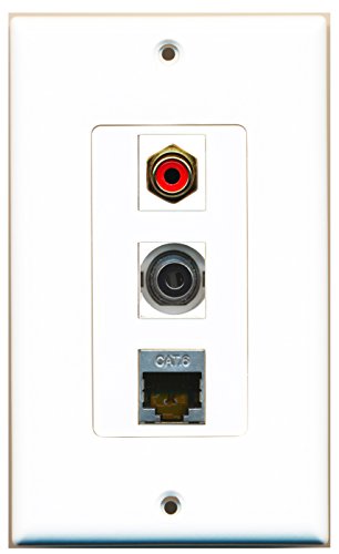 RiteAV - 1 Port RCA Red and 1 Port Shielded Cat6 Ethernet and 1 Port 3.5mm Decorative Wall Plate Decorative