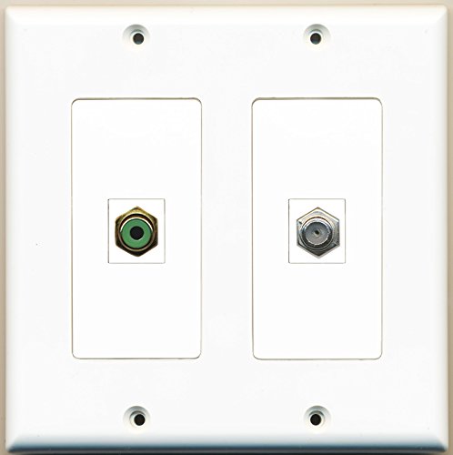 RiteAV - 1 Port RCA Green 1 Port Coax Cable TV- F-Type - Dual Gang Wall Plate