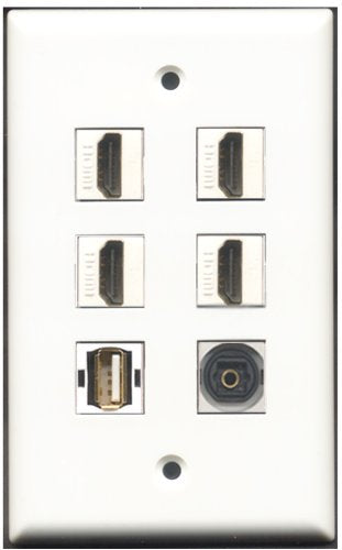 RiteAV - 4 Port HDMI 1 USB A-A 1 Toslink Wall Plate