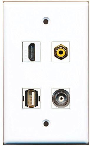 RiteAV - 1 Port HDMI 1 Port RCA Yellow 1 Port USB A-A 1 Port BNC Wall Plate