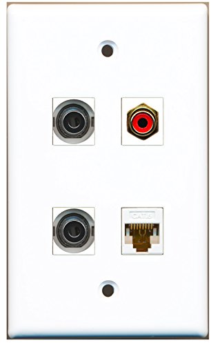 RiteAV - 1 Port RCA Red 2 Port 3.5mm 1 Port Cat6 Ethernet White Wall Plate