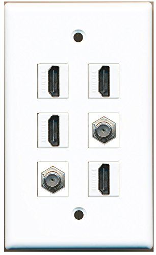 RiteAV - 4 HDMI 2 Port Coax Cable TV- F-Type Wall Plate