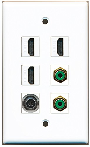 RiteAV - 3 HDMI 2 Port RCA Green 1 Port 3.5mm Wall Plate