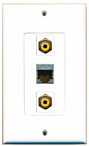 RiteAV - 2 Port RCA Yellow and 1 Port Shielded Cat6 Ethernet Decorative Wall Plate Decorative