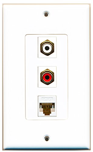 RiteAV - 1 Port RCA Red and 1 Port RCA White and 1 Port Cat6 Ethernet White Decorative Wall Plate Decorative