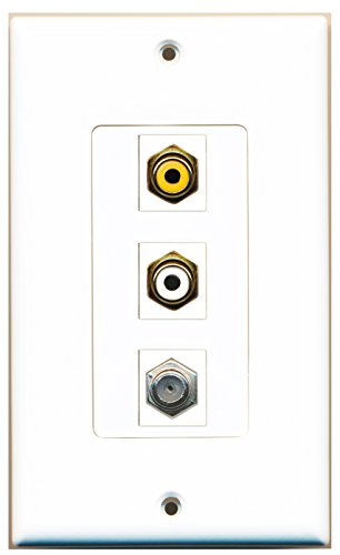 RiteAV - 1 Port RCA White and 1 Port RCA Yellow and 1 Port Coax Cable TV- F-Type Decorative Wall Plate Decorative