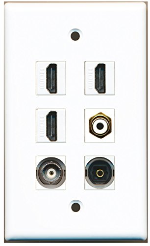 RiteAV - 3 HDMI 1 Port RCA White 1 Port Toslink 1 Port BNC Wall Plate