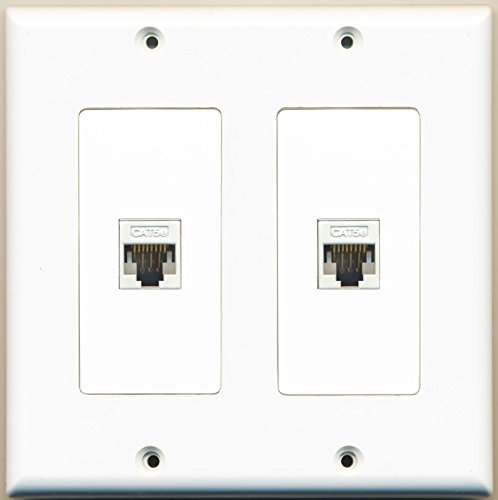 RiteAV - 2 Port Cat5e Ethernet White - Dual Gang Wall Plate
