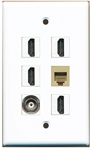 RiteAV - 4 HDMI 1 Port Phone RJ11 RJ12 Beige 1 Port BNC Wall Plate