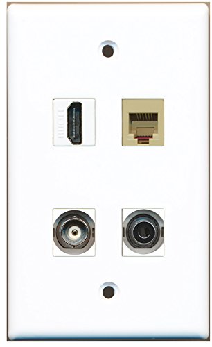 RiteAV - 1 Port HDMI 1 Port Phone RJ11 RJ12 Beige 1 Port 3.5mm 1 Port BNC Wall Plate