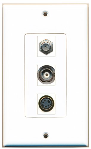 RiteAV - 1 Port Coax Cable TV- F-Type and 1 Port S-Video and 1 Port BNC Decorative Wall Plate Decorative