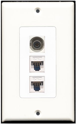 RiteAV - 1 Port 3.5mm 2 Port Cat5e Ethernet White Wall Plate Decorative