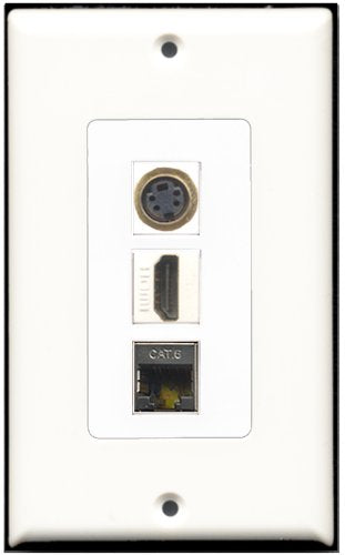 RiteAV - 1 Port HDMI and 1 Port S-Video and 1 Port Shielded Cat6 Ethernet Decorative Wall Plate