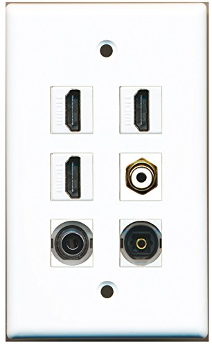RiteAV - 3 HDMI 1 Port RCA White 1 Port Toslink 1 Port 3.5mm Wall Plate